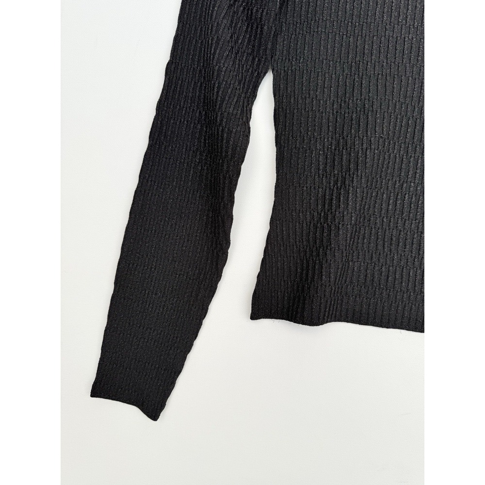 Veronica Beard Black Metallic Ribbed Long Sleeve Mock Neck Top Shirt Size XS - Picture 4 of 8
